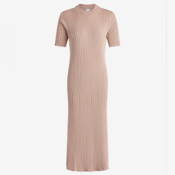 Varley Mauve Rib Knit Midi Dress soft Rib Knit size Small retail $168 sold out - Picture 1 of 7